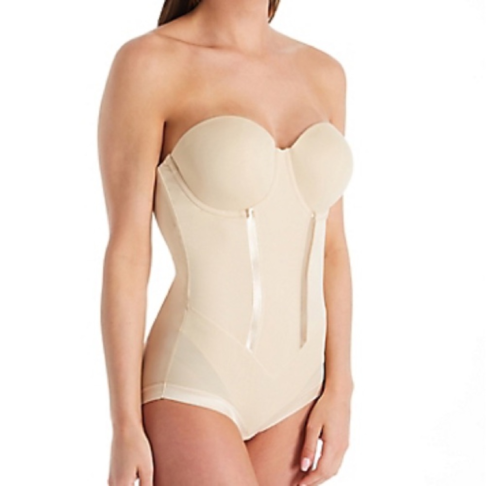 MAIDENFORM Easy Up tan Strapless w underwire 38B Firm Control Bodybriefer NWT